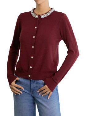 Cardigan bordo con diamantini 